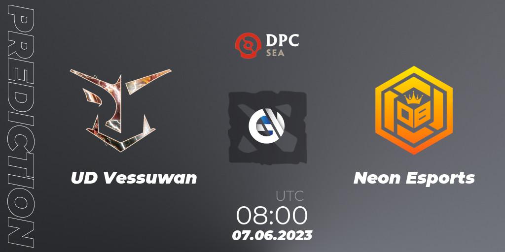 Prognose für das Spiel UD Vessuwan VS Neon Esports. 07.06.23. Dota 2 - DPC 2023 Tour 3: SEA Division II (Lower)