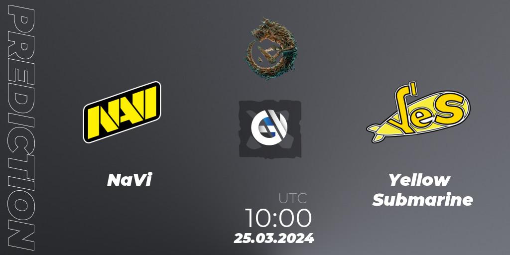 Prognose für das Spiel NaVi VS Yellow Submarine. 25.03.24. Dota 2 - PGL Wallachia Season 1: Eastern Europe Closed Qualifier