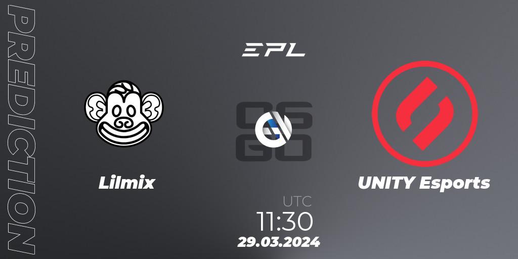 Prognose für das Spiel Lilmix VS UNITY Esports. 29.03.24. CS2 (CS:GO) - European Pro League Season 16: Division 2