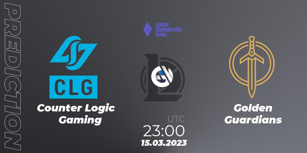 Prognose für das Spiel Counter Logic Gaming VS Golden Guardians. 16.03.23. LoL - LCS Spring 2023 - Group Stage