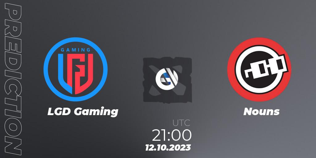 Prognose für das Spiel LGD Gaming VS Nouns. 12.10.23. Dota 2 - The International 2023 - Group Stage