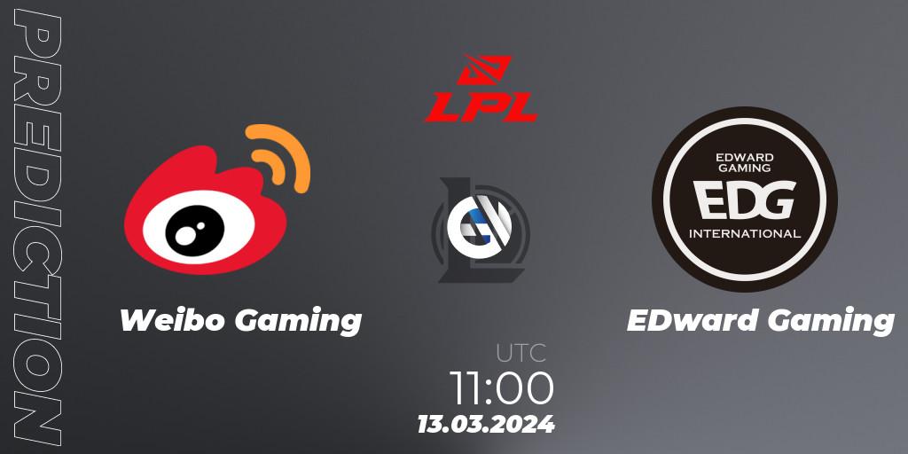Prognose für das Spiel Weibo Gaming VS EDward Gaming. 13.03.24. LoL - LPL Spring 2024 - Group Stage