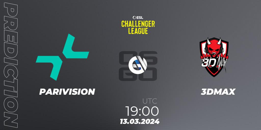 Prognose für das Spiel PARIVISION VS 3DMAX. 13.03.24. CS2 (CS:GO) - ESL Challenger League Season 47: Europe