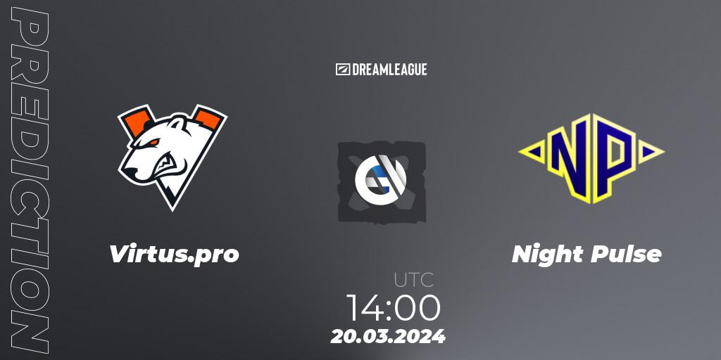 Prognose für das Spiel Virtus.pro VS Night Pulse. 20.03.24. Dota 2 - DreamLeague Season 23: Eastern Europe Closed Qualifier