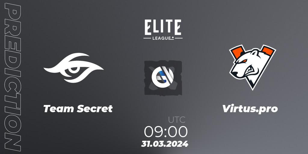 Prognose für das Spiel Team Secret VS Virtus.pro. 31.03.24. Dota 2 - Elite League: Swiss Stage