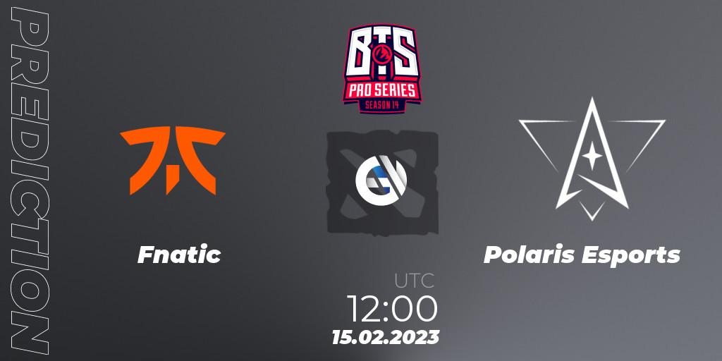 Prognose für das Spiel Fnatic VS Polaris Esports. 15.02.23. Dota 2 - BTS Pro Series Season 14: Southeast Asia