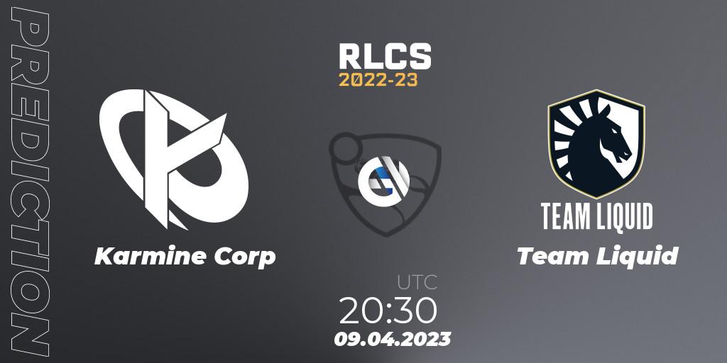 Prognose für das Spiel Karmine Corp VS Team Liquid. 09.04.23. Rocket League - RLCS 2022-23 - Winter Split Major