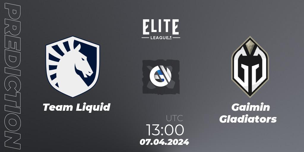 Prognose für das Spiel Team Liquid VS Gaimin Gladiators. 07.04.24. Dota 2 - Elite League: Round-Robin Stage