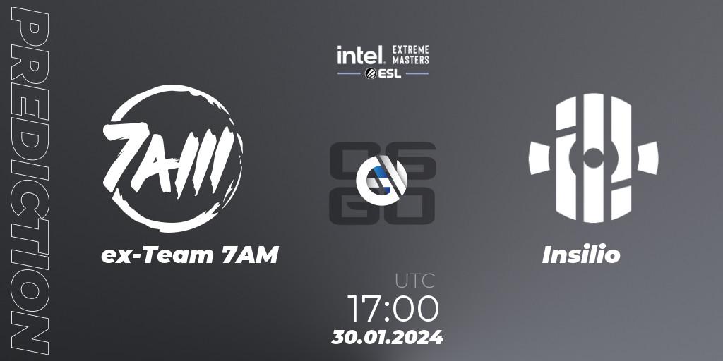 Prognose für das Spiel ex-Team 7AM VS Insilio. 30.01.24. CS2 (CS:GO) - Intel Extreme Masters China 2024: European Open Qualifier #2
