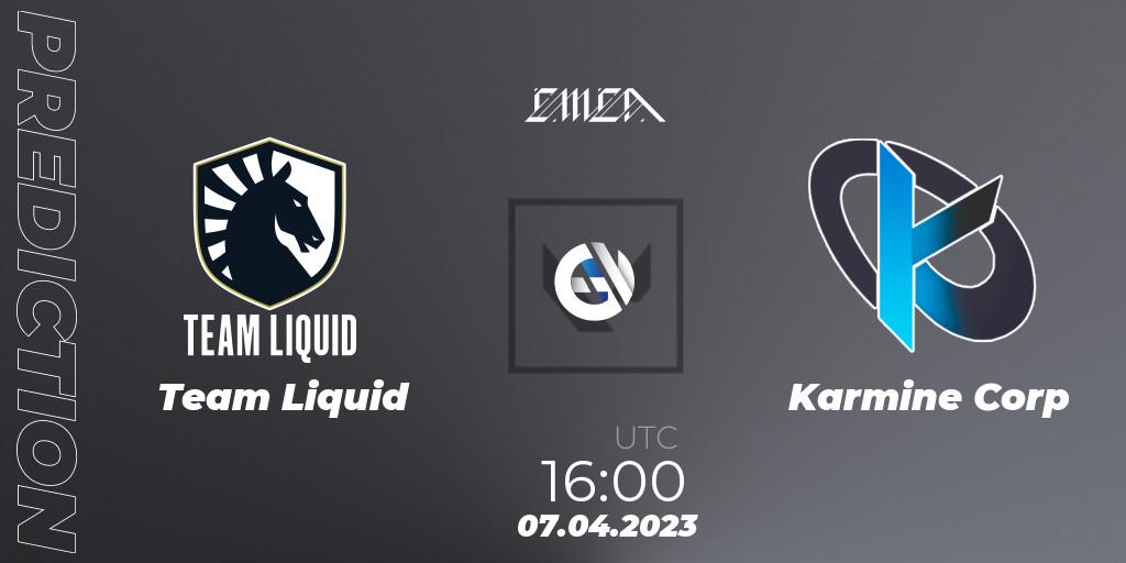 Prognose für das Spiel Team Liquid VS Karmine Corp. 07.04.23. VALORANT - VCT 2023: EMEA League - Regular Season