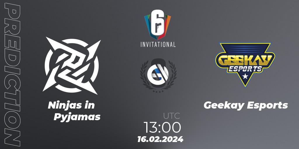 Prognose für das Spiel Ninjas in Pyjamas VS Geekay Esports. 16.02.24. Rainbow Six - Six Invitational 2024 - Group Stage
