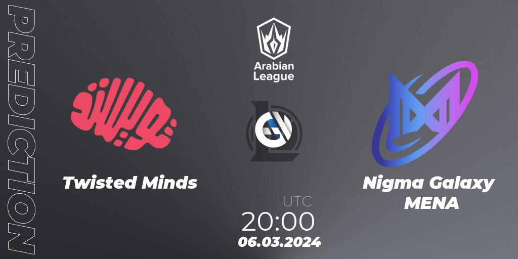 Prognose für das Spiel Twisted Minds VS Nigma Galaxy MENA. 06.03.24. LoL - Arabian League Spring 2024