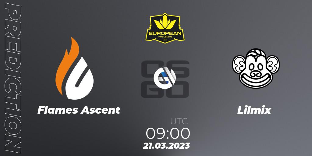 Prognose für das Spiel Flames Ascent VS Lilmix. 22.03.23. CS2 (CS:GO) - European Pro League Season 7: Division 2