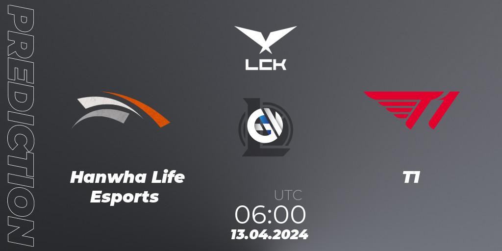 Prognose für das Spiel Hanwha Life Esports VS T1. 13.04.24. LoL - LCK Spring 2024 - Playoffs