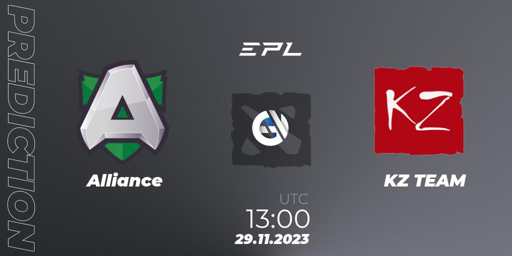 Prognose für das Spiel Alliance VS KZ TEAM. 29.11.23. Dota 2 - European Pro League Season 14