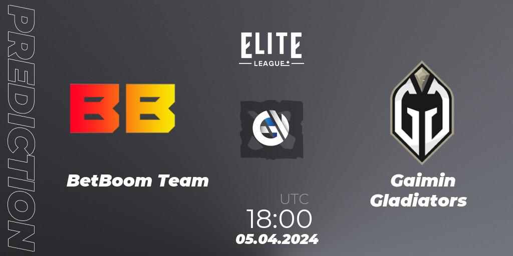 Prognose für das Spiel BetBoom Team VS Gaimin Gladiators. 05.04.24. Dota 2 - Elite League: Round-Robin Stage
