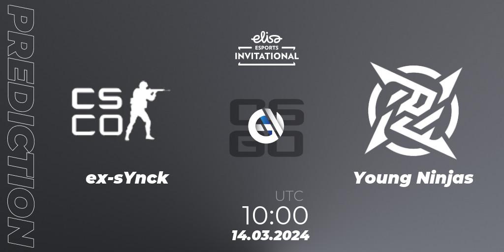 Prognose für das Spiel ex-sYnck VS Young Ninjas. 14.03.24. CS2 (CS:GO) - Elisa Invitational Spring 2024 Contenders