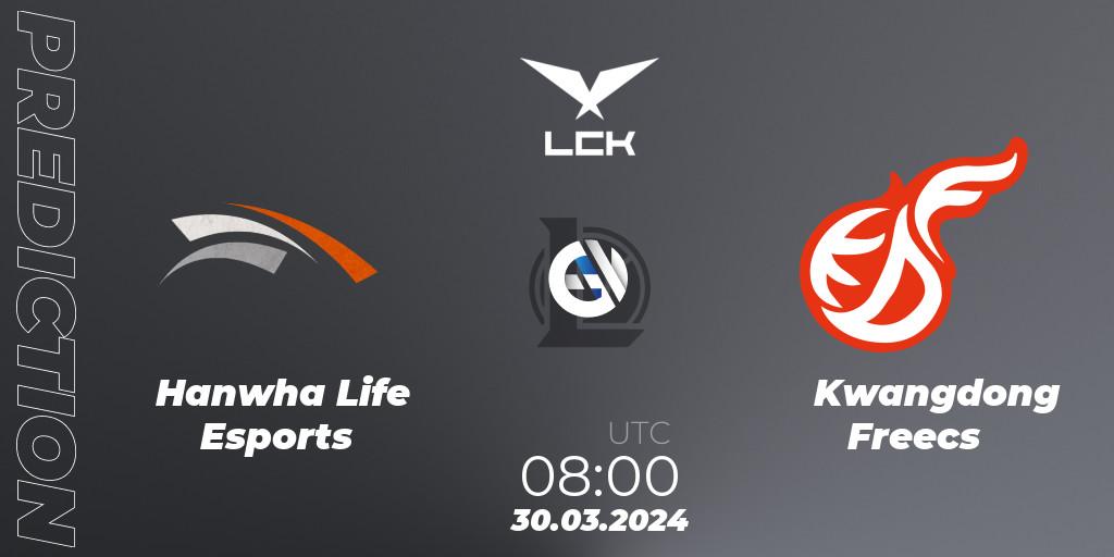 Prognose für das Spiel Hanwha Life Esports VS Kwangdong Freecs. 30.03.24. LoL - LCK Spring 2024 - Playoffs
