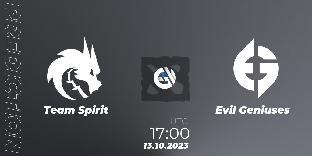 Prognose für das Spiel Team Spirit VS Evil Geniuses. 13.10.23. Dota 2 - The International 2023 - Group Stage