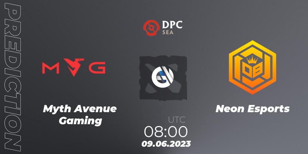 Prognose für das Spiel Myth Avenue Gaming VS Neon Esports. 09.06.23. Dota 2 - DPC 2023 Tour 3: SEA Division II (Lower)