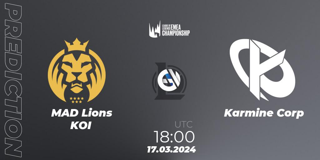 Prognose für das Spiel MAD Lions KOI VS Karmine Corp. 17.03.24. LoL - LEC Spring 2024 - Regular Season