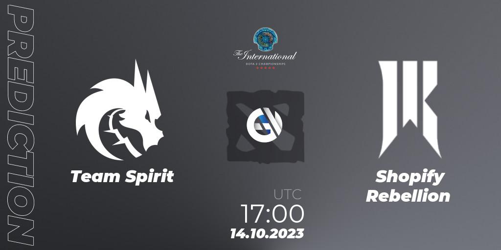 Prognose für das Spiel Team Spirit VS Shopify Rebellion. 14.10.23. Dota 2 - The International 2023 - Group Stage