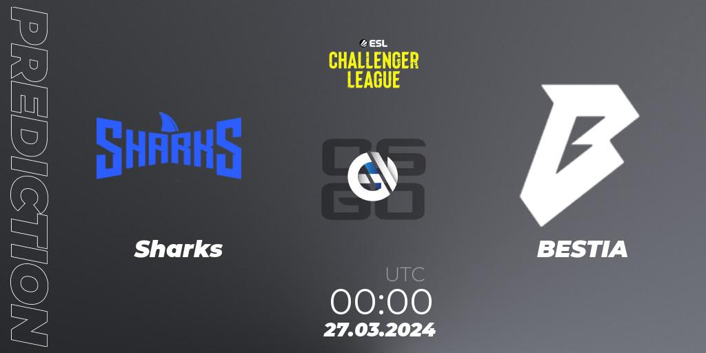 Prognose für das Spiel Sharks VS BESTIA. 27.03.24. CS2 (CS:GO) - ESL Challenger League Season 47: South America