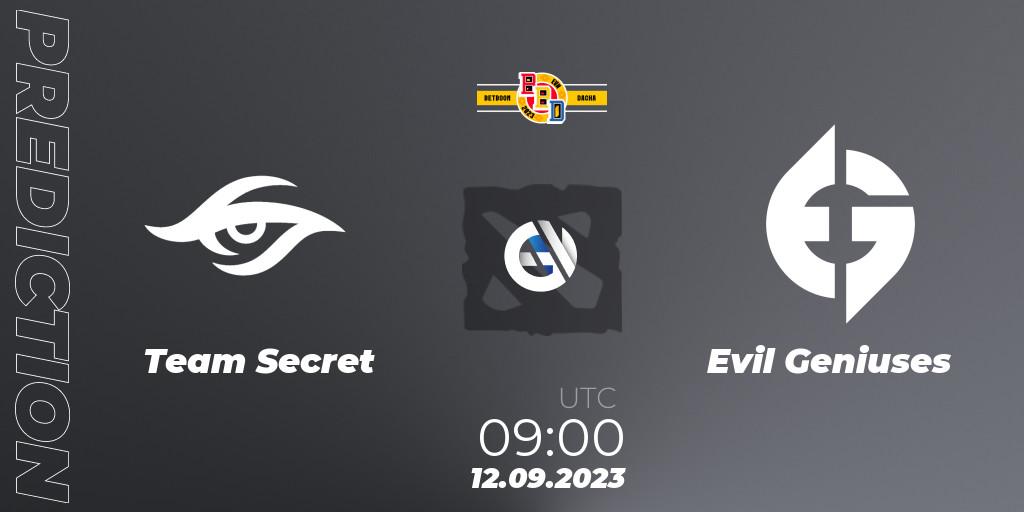 Prognose für das Spiel Team Secret VS Evil Geniuses. 12.09.23. Dota 2 - BetBoom Dacha