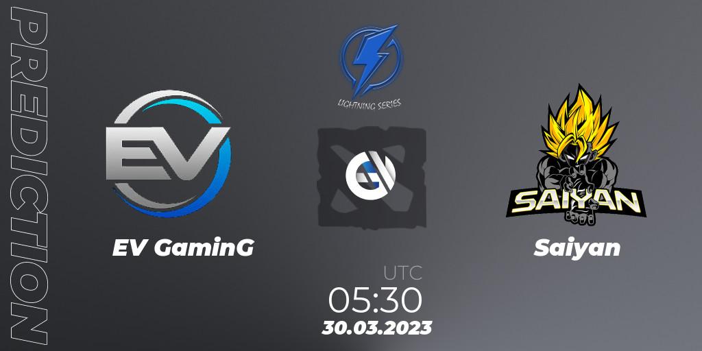 Prognose für das Spiel EV GaminG VS Saiyan. 30.03.23. Dota 2 - Lightning Series