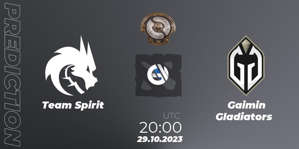 Prognose für das Spiel Team Spirit VS Gaimin Gladiators. 29.10.23. Dota 2 - The International 2023