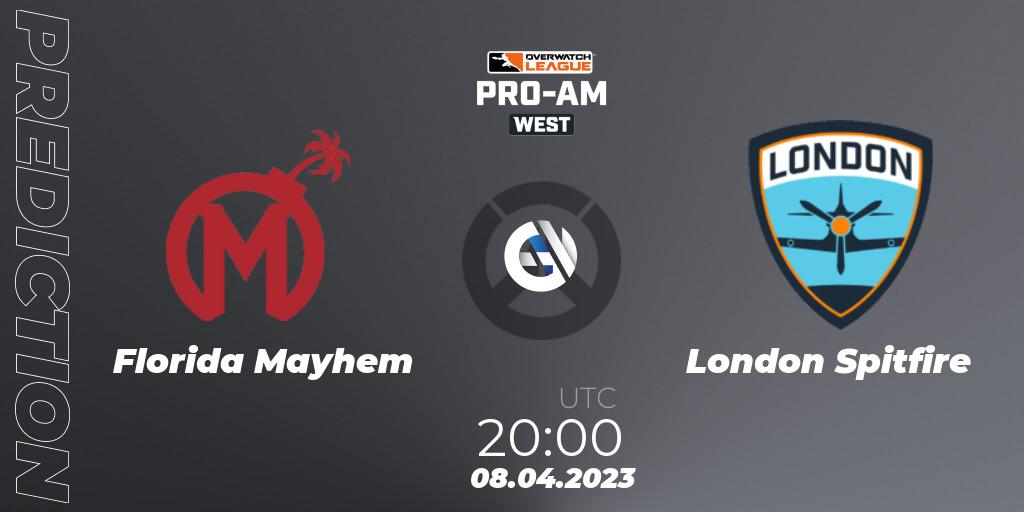 Prognose für das Spiel Florida Mayhem VS London Spitfire. 08.04.23. Overwatch - Overwatch League 2023 - Pro-Am