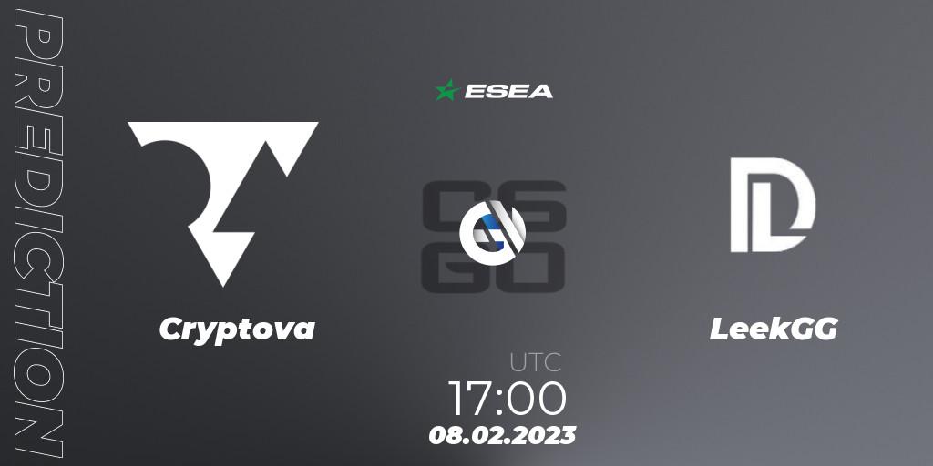 Prognose für das Spiel Cryptova VS Scythe. 10.02.23. CS2 (CS:GO) - ESEA Season 44: Advanced Division - Europe
