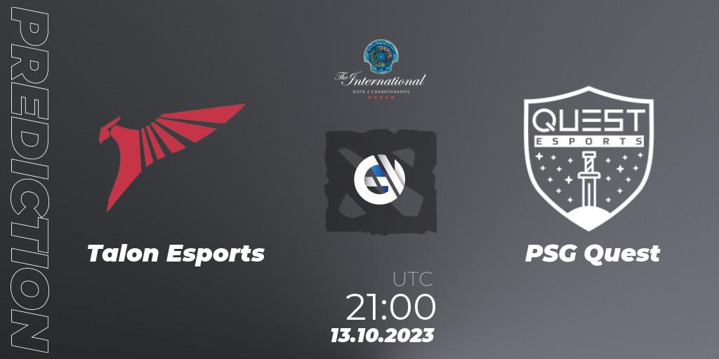 Prognose für das Spiel Talon Esports VS PSG Quest. 13.10.23. Dota 2 - The International 2023 - Group Stage