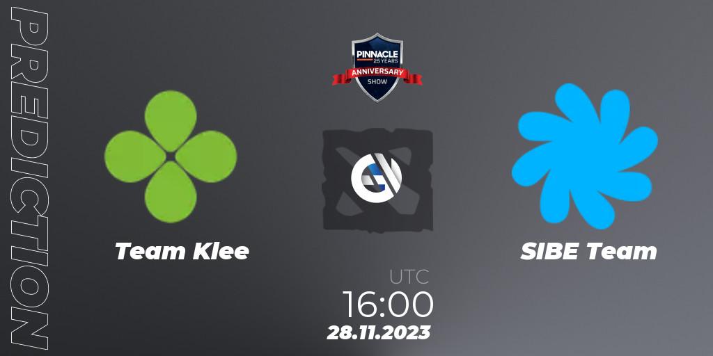 Prognose für das Spiel Team Klee VS SIBE Team. 28.11.23. Dota 2 - Pinnacle - 25 Year Anniversary Show
