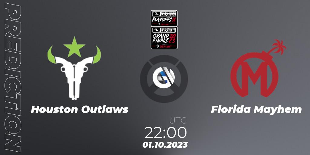 Prognose für das Spiel Houston Outlaws VS Florida Mayhem. 01.10.23. Overwatch - Overwatch League 2023 - Playoffs