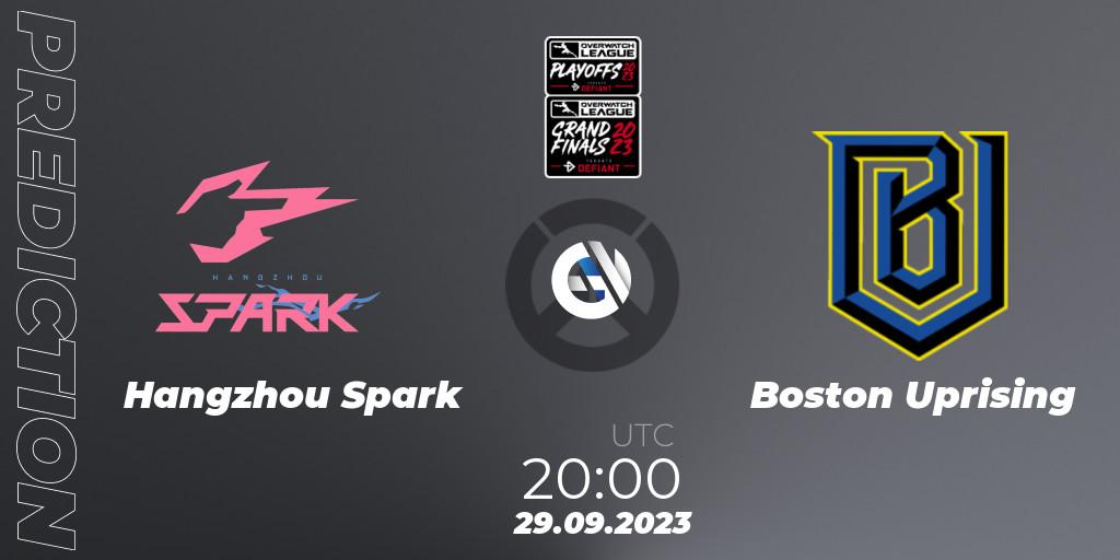 Prognose für das Spiel Hangzhou Spark VS Boston Uprising. 29.09.23. Overwatch - Overwatch League 2023 - Playoffs
