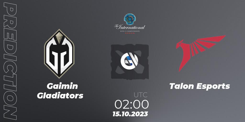 Prognose für das Spiel Gaimin Gladiators VS Talon Esports. 14.10.23. Dota 2 - The International 2023 - Group Stage