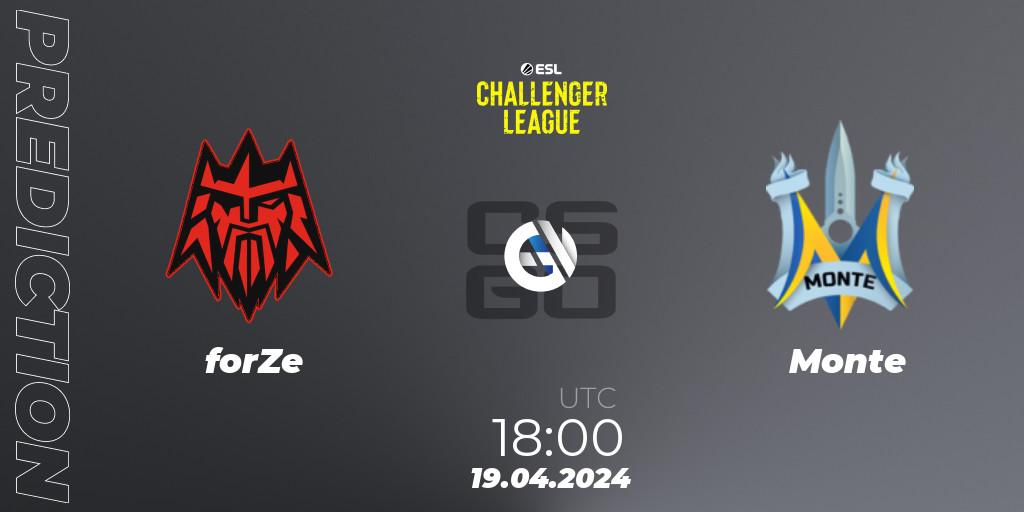 Prognose für das Spiel forZe VS Monte. 19.04.24. CS2 (CS:GO) - ESL Challenger League Season 47: Europe