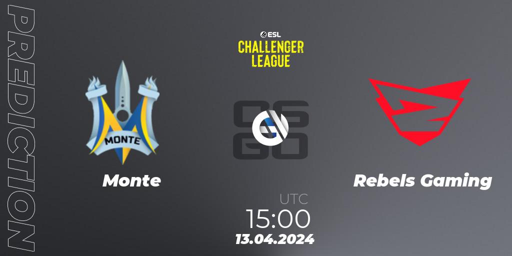 Prognose für das Spiel Monte VS Rebels Gaming. 13.04.24. CS2 (CS:GO) - ESL Challenger League Season 47: Europe