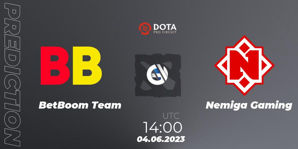 Prognose für das Spiel BetBoom Team VS Nemiga Gaming. 04.06.23. Dota 2 - DPC 2023 Tour 3: EEU Division I (Upper)