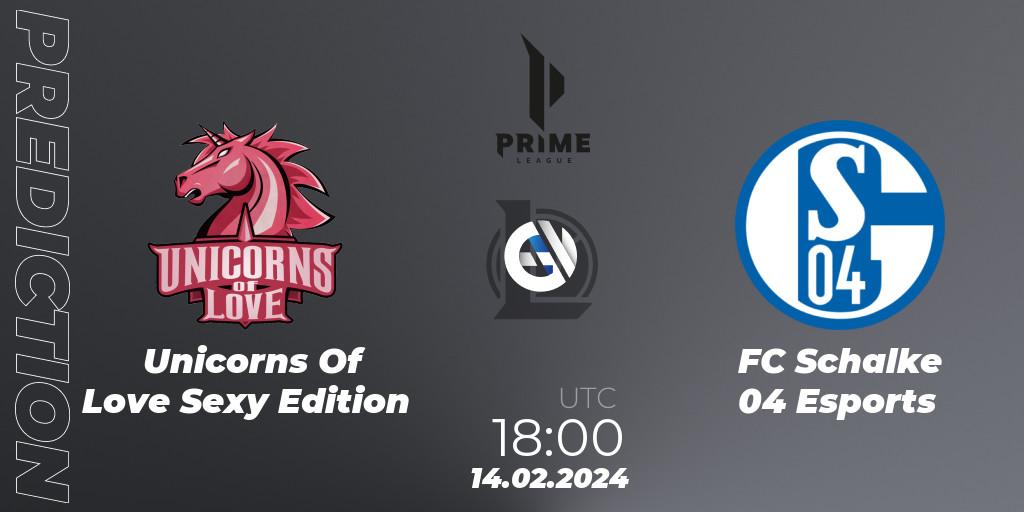 Prognose für das Spiel Unicorns Of Love Sexy Edition VS FC Schalke 04 Esports. 14.02.24. LoL - Prime League Spring 2024 - Group Stage