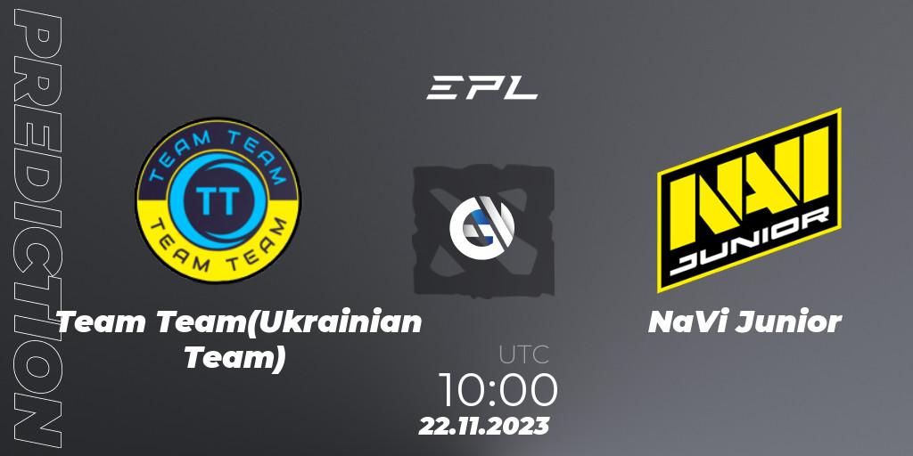 Prognose für das Spiel Team Team(Ukrainian Team) VS NaVi Junior. 22.11.23. Dota 2 - European Pro League Season 14