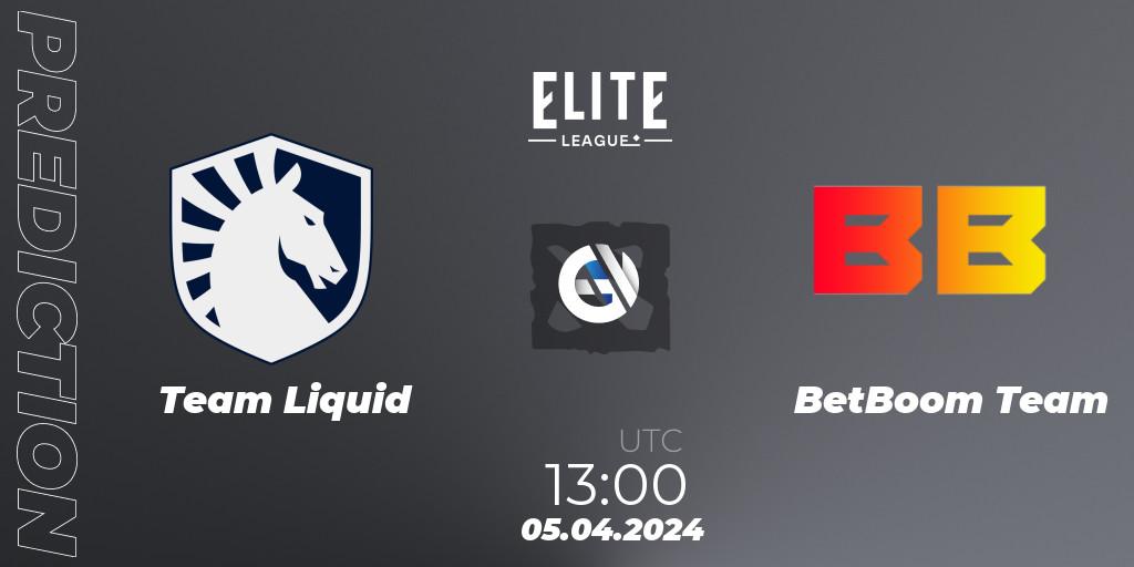 Prognose für das Spiel Team Liquid VS BetBoom Team. 05.04.24. Dota 2 - Elite League: Round-Robin Stage