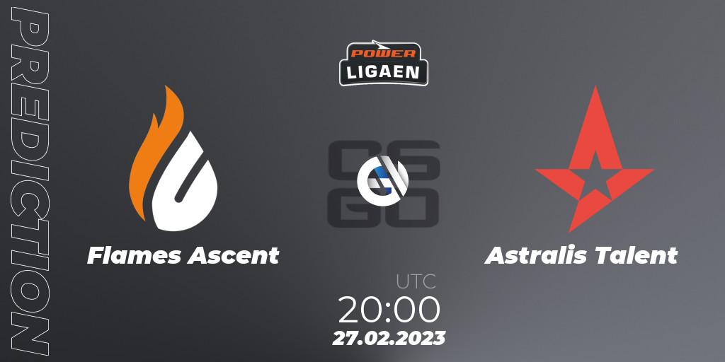 Prognose für das Spiel Flames Ascent VS Astralis Talent. 28.02.23. CS2 (CS:GO) - Dust2.dk Ligaen Season 22