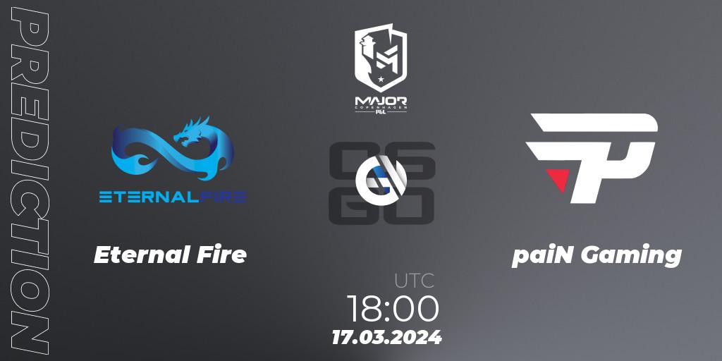 Prognose für das Spiel Eternal Fire VS paiN Gaming. 17.03.24. CS2 (CS:GO) - PGL CS2 Major Copenhagen 2024 Challengers Stage