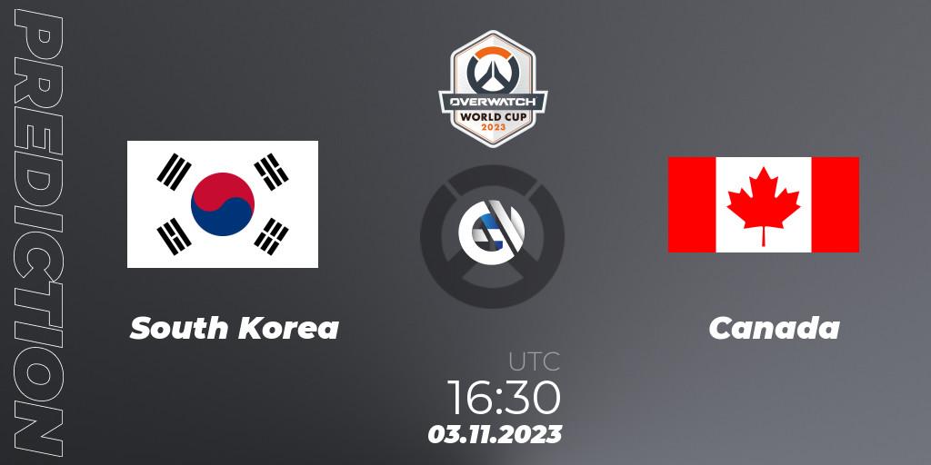 Prognose für das Spiel South Korea VS Canada. 03.11.23. Overwatch - Overwatch World Cup 2023