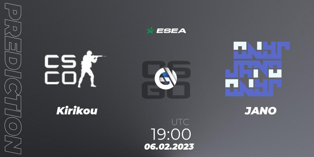 Prognose für das Spiel Kirikou VS JANO. 22.02.23. CS2 (CS:GO) - ESEA Season 44: Advanced Division - Europe