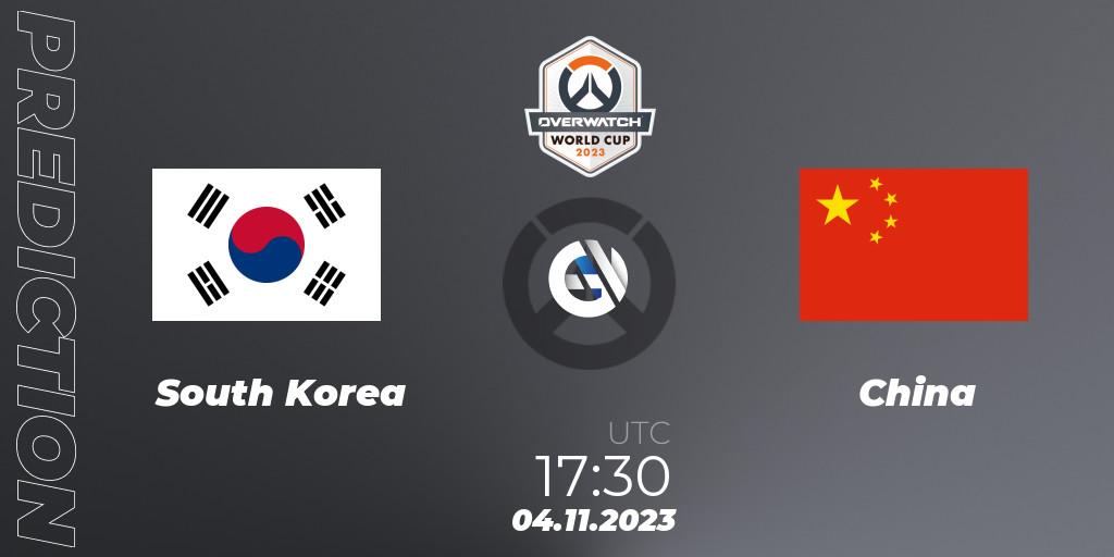 Prognose für das Spiel South Korea VS China. 04.11.23. Overwatch - Overwatch World Cup 2023