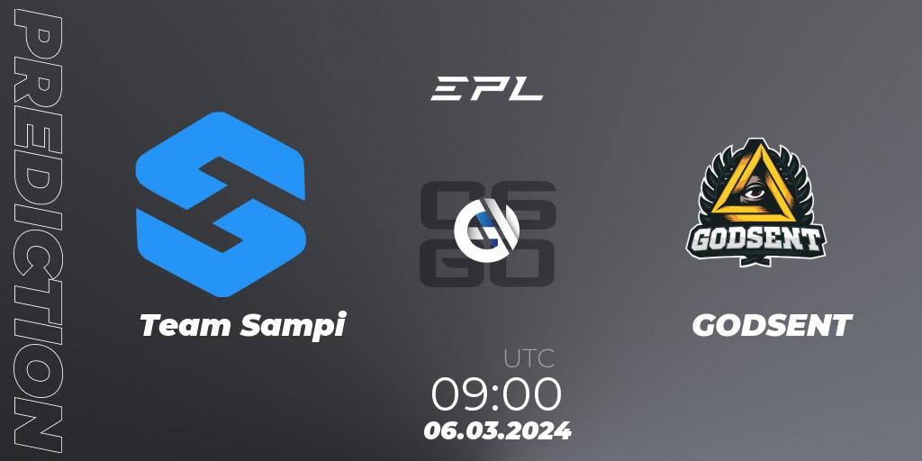 Prognose für das Spiel Team Sampi VS GODSENT. 06.03.24. CS2 (CS:GO) - European Pro League Season 14