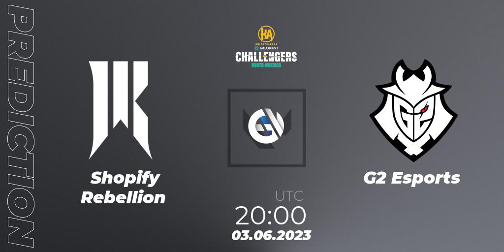 Prognose für das Spiel Shopify Rebellion VS G2 Esports. 03.06.23. VALORANT - VALORANT Challengers 2023: North America Challenger Playoffs